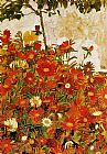 Field Canvas Paintings - Field of Flowers